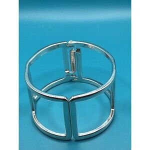 Silver Tone Square Wide Minimalist Cuff Bracelet